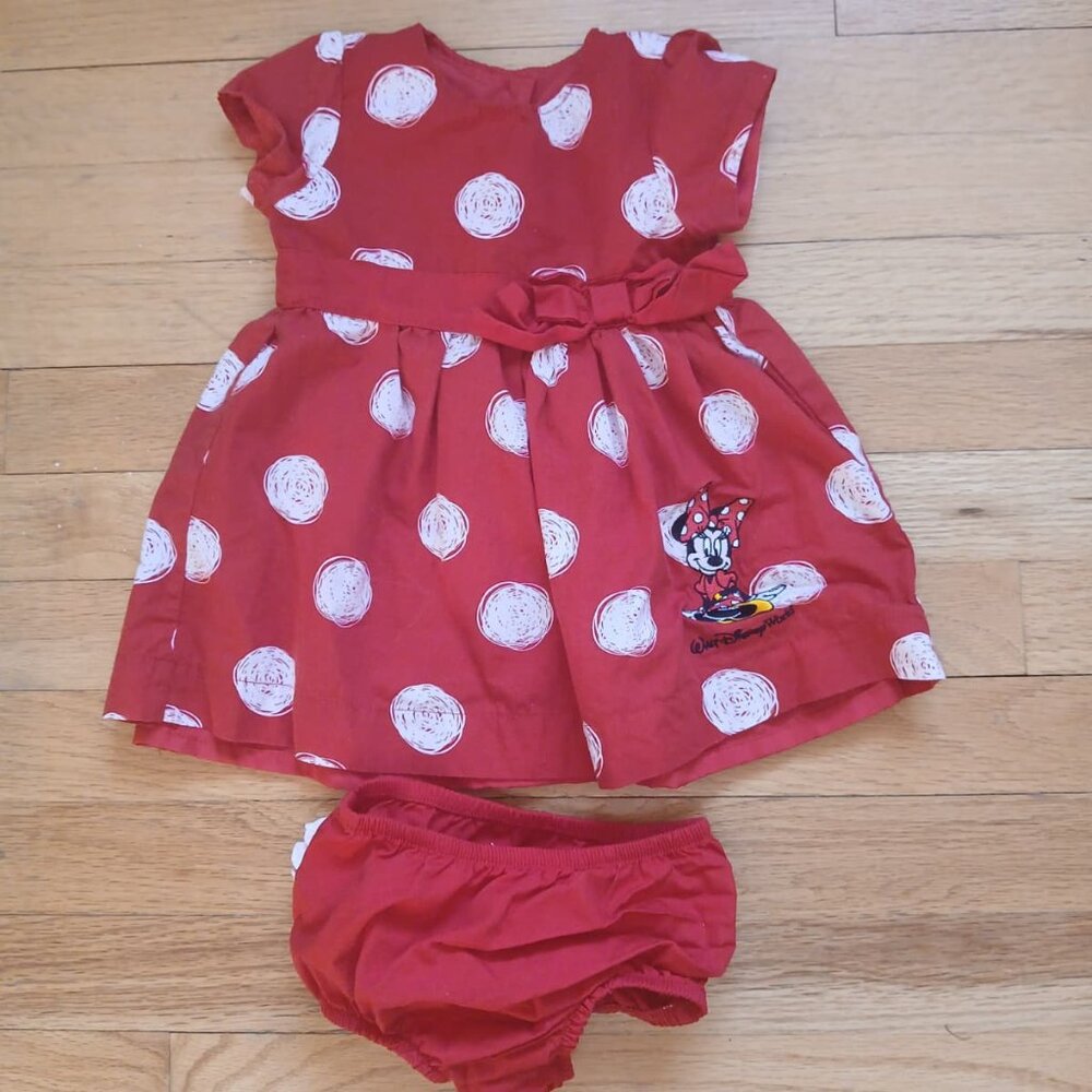Authentic Disney Minnie Mouse Dress with Bloomers - Size 12 months